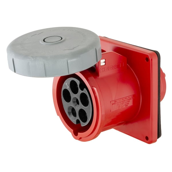 Pin & Sleeve Receptacle, Three Phase, 4 Pole, Screw Terminals Wire Connection Type Red